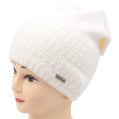 CZAPKA ZIMOWA DAMSKA CIEPŁA WHITE