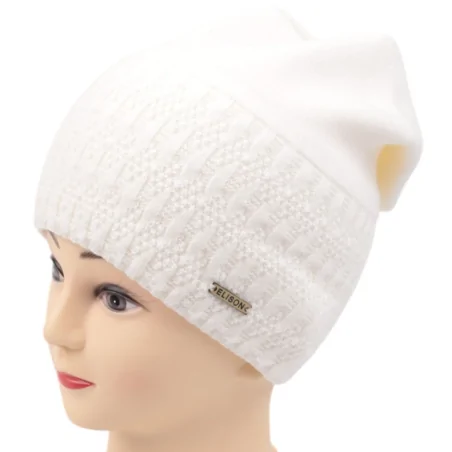 CZAPKA ZIMOWA DAMSKA CIEPŁA WHITE