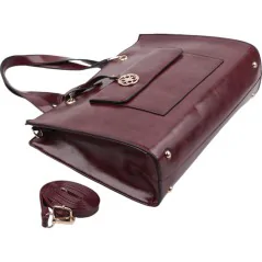 Torebka damska shopper na ramię miejski pojemny WINE RED