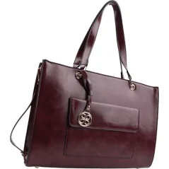 Torebka damska shopper na ramię miejski pojemny WINE RED