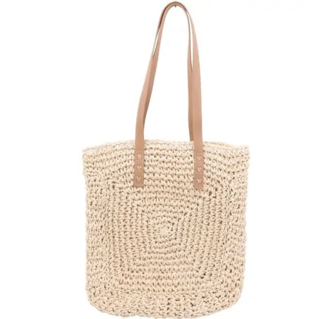 Torebka plażowa słomiana pojemna słomkowa BEIGE