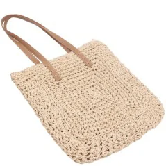 Torebka plażowa słomiana pojemna słomkowa BEIGE