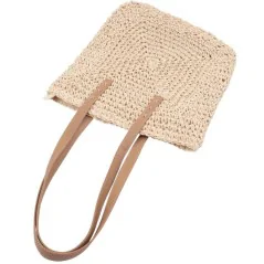 Torebka plażowa słomiana pojemna słomkowa BEIGE