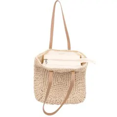 Torebka plażowa słomiana pojemna słomkowa BEIGE