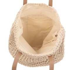 Torebka plażowa słomiana pojemna słomkowa BEIGE