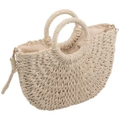 Torebka plażowa słomiana pojemna słomkowa BEIGE