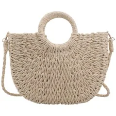 Torebka plażowa słomiana pojemna słomkowa BEIGE