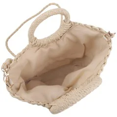Torebka plażowa słomiana pojemna słomkowa BEIGE