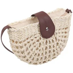 Torebka plażowa słomiana pojemna słomkowa BEIGE