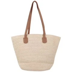 Torebka plażowa słomiana pojemna słomkowa BEIGE