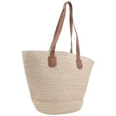 Torebka plażowa słomiana pojemna słomkowa BEIGE