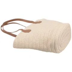 Torebka plażowa słomiana pojemna słomkowa BEIGE