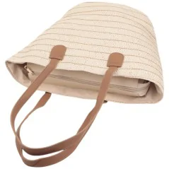 Torebka plażowa słomiana pojemna słomkowa BEIGE