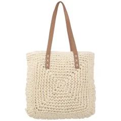 Torebka plażowa słomiana pojemna słomkowa BEIGE