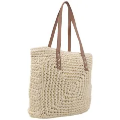 Torebka plażowa słomiana pojemna słomkowa BEIGE