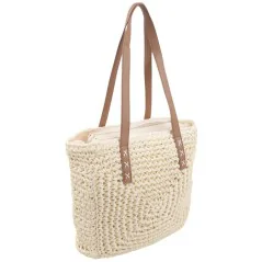 Torebka plażowa słomiana pojemna słomkowa BEIGE