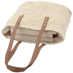 Torebka plażowa słomiana pojemna słomkowa BEIGE