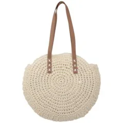 Torebka plażowa słomiana pojemna słomkowa BEIGE