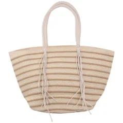 Torebka plażowa słomiana pojemna słomkowa BEIGE