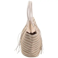 Torebka plażowa słomiana pojemna słomkowa BEIGE