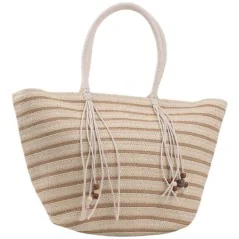 Torebka plażowa słomiana pojemna słomkowa BEIGE