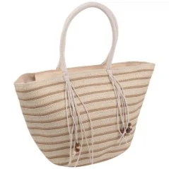 Torebka plażowa słomiana pojemna słomkowa BEIGE