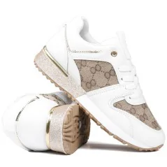 buty damskie sportowe sneakersy biało złote 2 Kolya