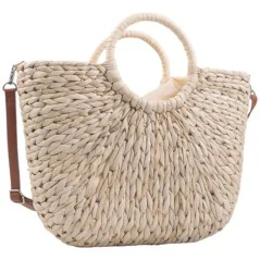 Torebka plażowa słomiana pojemna słomkowa BEIGE