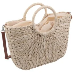 Torebka plażowa słomiana pojemna słomkowa BEIGE