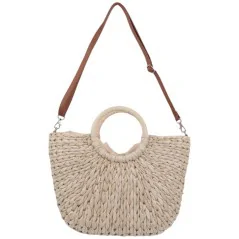Torebka plażowa słomiana pojemna słomkowa BEIGE