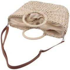 Torebka plażowa słomiana pojemna słomkowa BEIGE