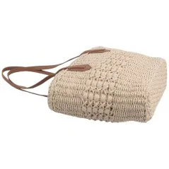 Torebka plażowa słomiana pojemna słomkowa BEIGE