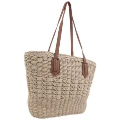 Torebka plażowa słomiana pojemna słomkowa BEIGE