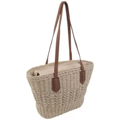 Torebka plażowa słomiana pojemna słomkowa BEIGE