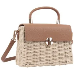 Torebka plażowa słomiana pojemna słomkowa BEIGE