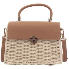 Torebka plażowa słomiana pojemna słomkowa BEIGE