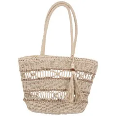 Torebka plażowa słomiana pojemna słomkowa BEIGE