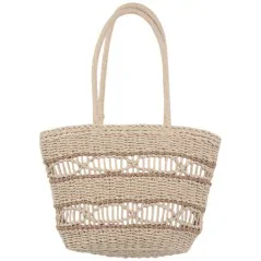 Torebka plażowa słomiana pojemna słomkowa BEIGE