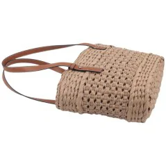 Torebka plażowa słomiana pojemna słomkowa BROWN