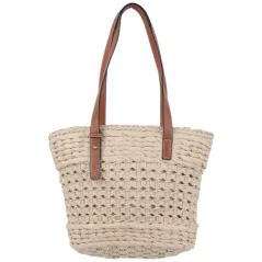 Torebka plażowa słomiana pojemna słomkowa BEIGE