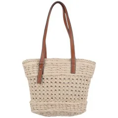 Torebka plażowa słomiana pojemna słomkowa BEIGE