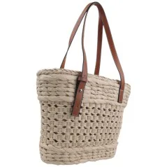 Torebka plażowa słomiana pojemna słomkowa BEIGE