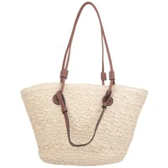 Torebka plażowa słomiana pojemna słomkowa BEIGE
