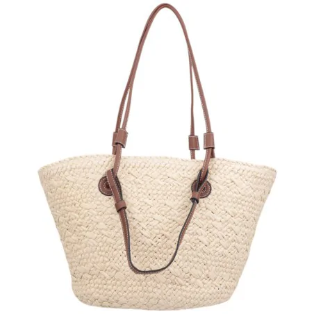 Torebka plażowa słomiana pojemna słomkowa BEIGE