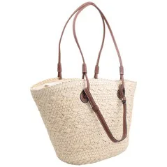 Torebka plażowa słomiana pojemna słomkowa BEIGE