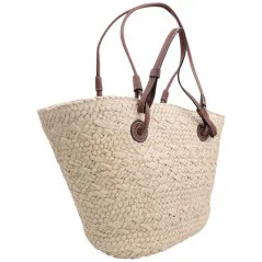 Torebka plażowa słomiana pojemna słomkowa BEIGE