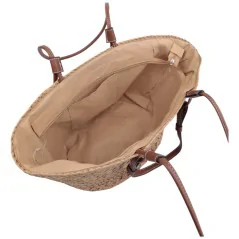 Torebka plażowa słomiana pojemna słomkowa BROWN