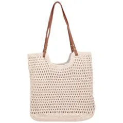 Torebka plażowa słomiana pojemna słomkowa BEIGE