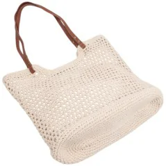 Torebka plażowa słomiana pojemna słomkowa BEIGE