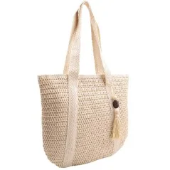 Torebka plażowa słomiana pojemna słomkowa BEIGE